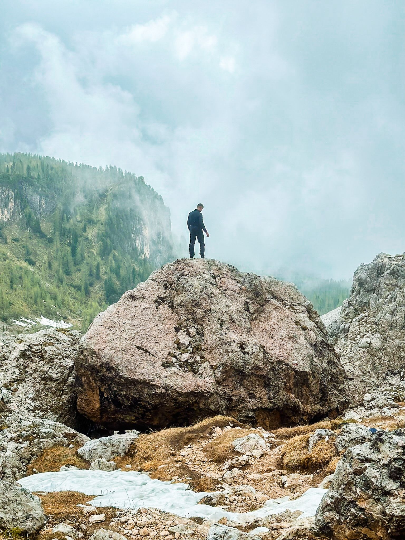 Me standing on a rock in the mountains